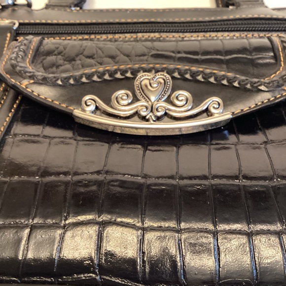 Vtg Leather Marc Chantal Western Style Top Handle Croc Embossed  Leather Satchel - Picture 4 of 14